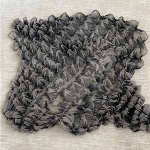 Elegant Black Silk Ruffled Scarf/Handkerchief